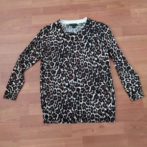 J. Crew Leopard Print Crewneck Sweater - Black, Brown, Cream